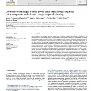 New paper on climate change adaptation in delta cities out in Progress in Planning